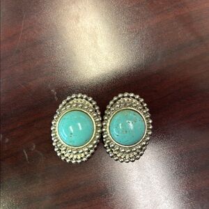Turquoise and Silver Clip on Earrings